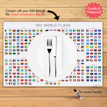 Load image into Gallery viewer, World Map + Flags Kids Placemat