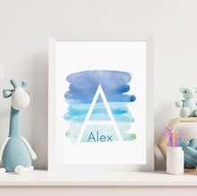 Load image into Gallery viewer, Name Blend Aqua to Blue Poster Print