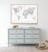 Load image into Gallery viewer, World Map Poster Print in Neutral