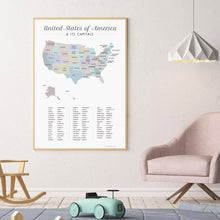 Load image into Gallery viewer, USA Map with Capitals Poster Print