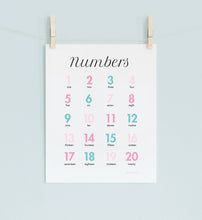 Load image into Gallery viewer, Counting 1-20 Poster Print in Pink & Aqua