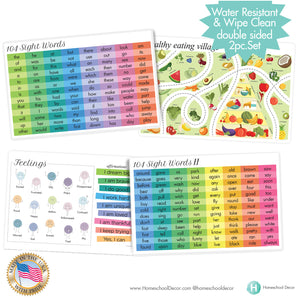 2pc set Sight Words Placemats