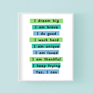 Affirmations Poster Print in Blue