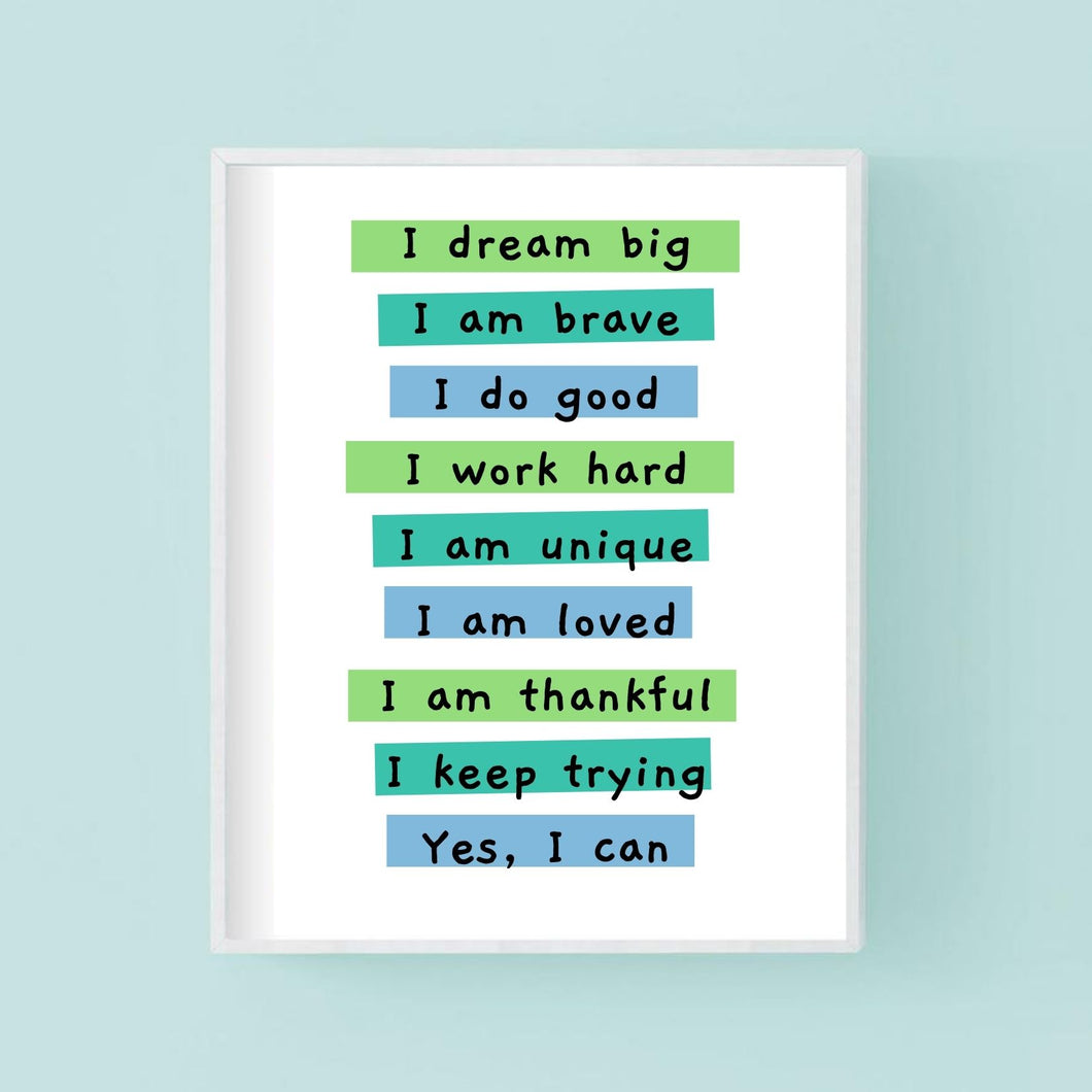 Affirmations Poster Print in Blue