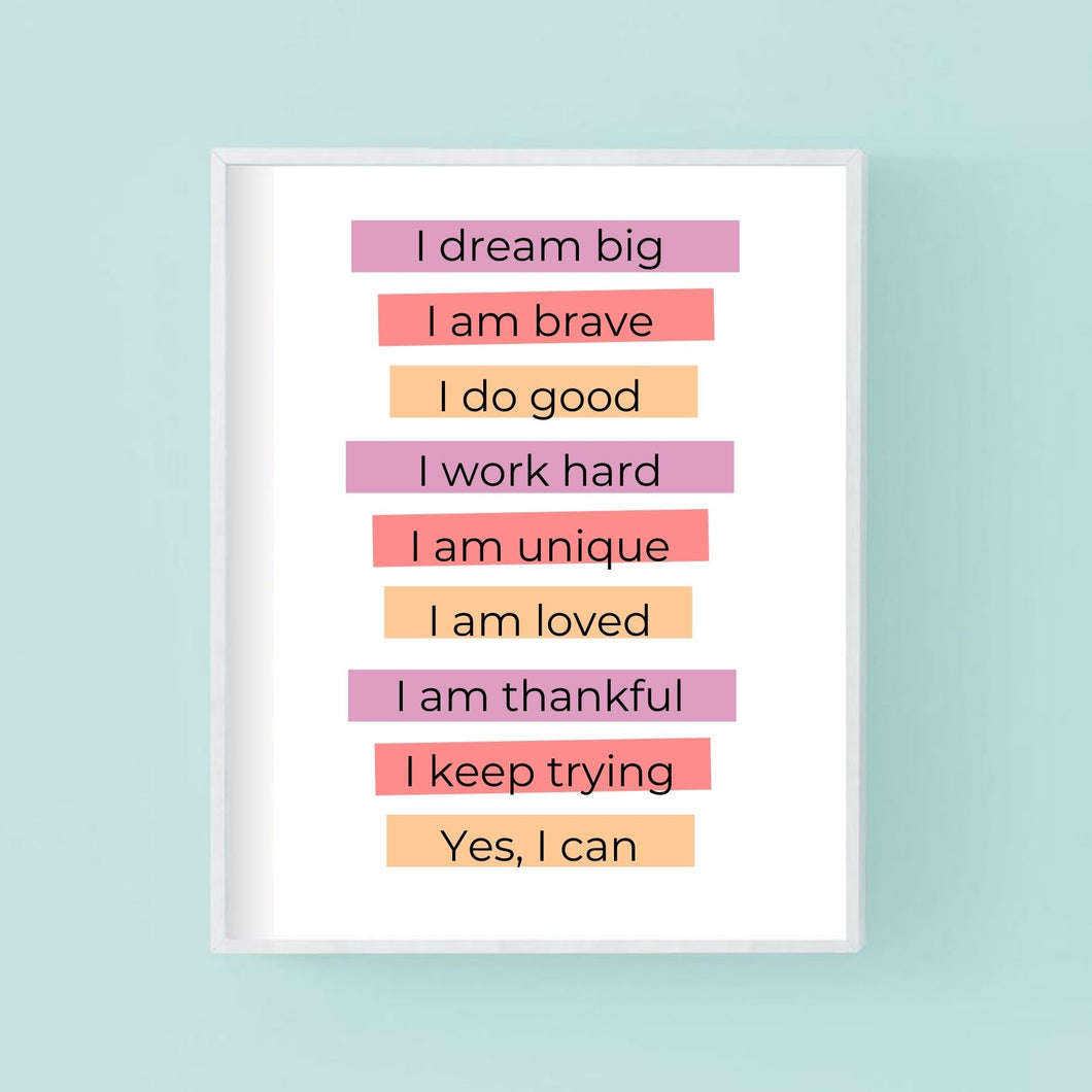 Affirmations Poster Print in Peach