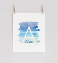 Load image into Gallery viewer, Name Blend Aqua to Blue Poster Print
