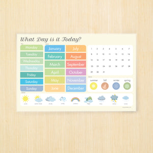 4pc Placemat Set Days, Months, ABC, Sight words and USA