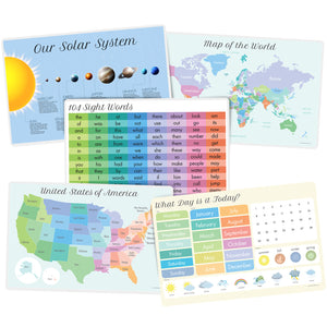 5pc Placemat Set Days, Sight words, World, USA & Space