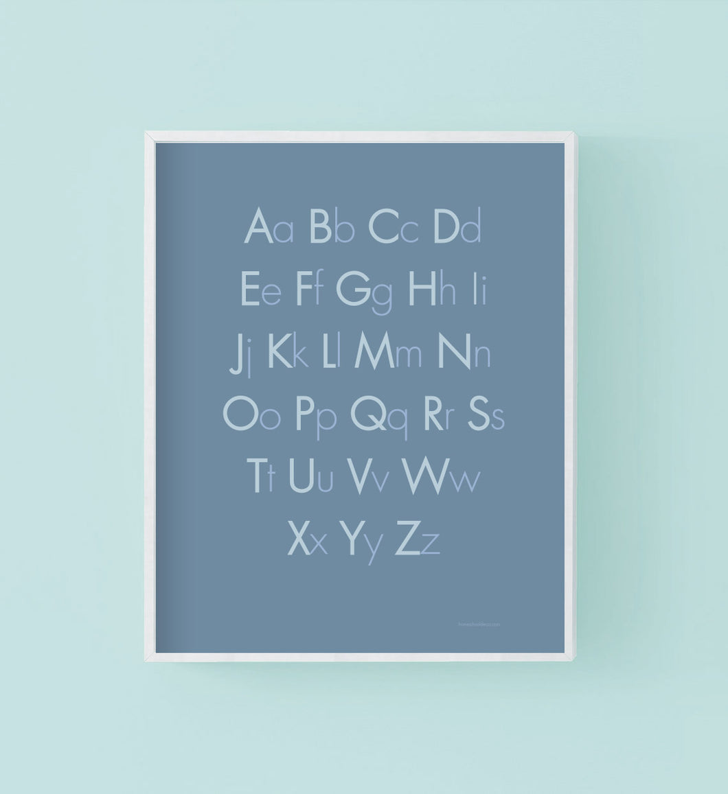 ABC in Ocean Blue Poster Print