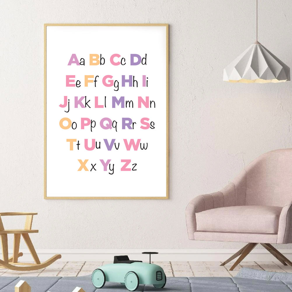 ABC Alphabet Poster Print in Pink