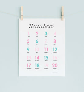 Counting 1-20 Poster Print in Pink & Aqua