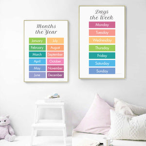 Days of the Week Poster Print in Rainbow