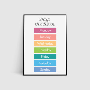 Days of the Week Poster Print in Rainbow