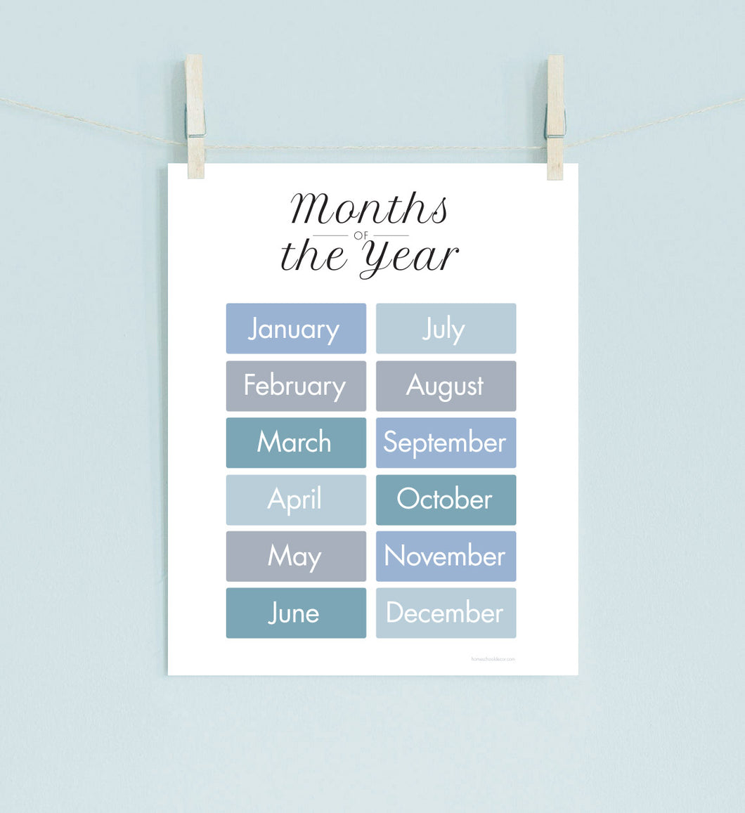 Months of the Year Poster Print