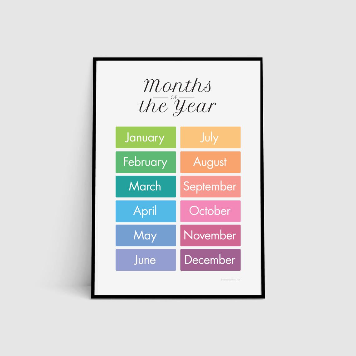 Months Of The Year Chart For Kids