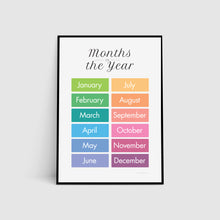 Load image into Gallery viewer, Months of the Year Poster Print in Rainbow
