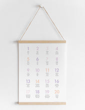 Load image into Gallery viewer, Counting 1-20 in 3 Languages Poster Print in Pink
