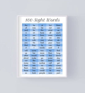 100 Sight Words Poster Print