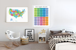 US Map Poster Print