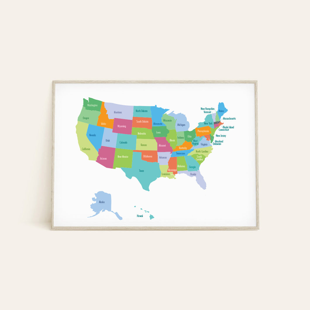 US Map Poster Print